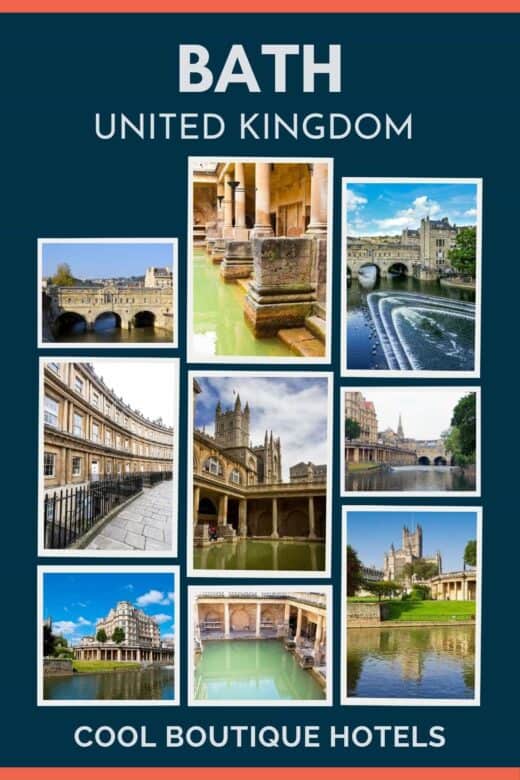 Group of images of the city of Bath, England.