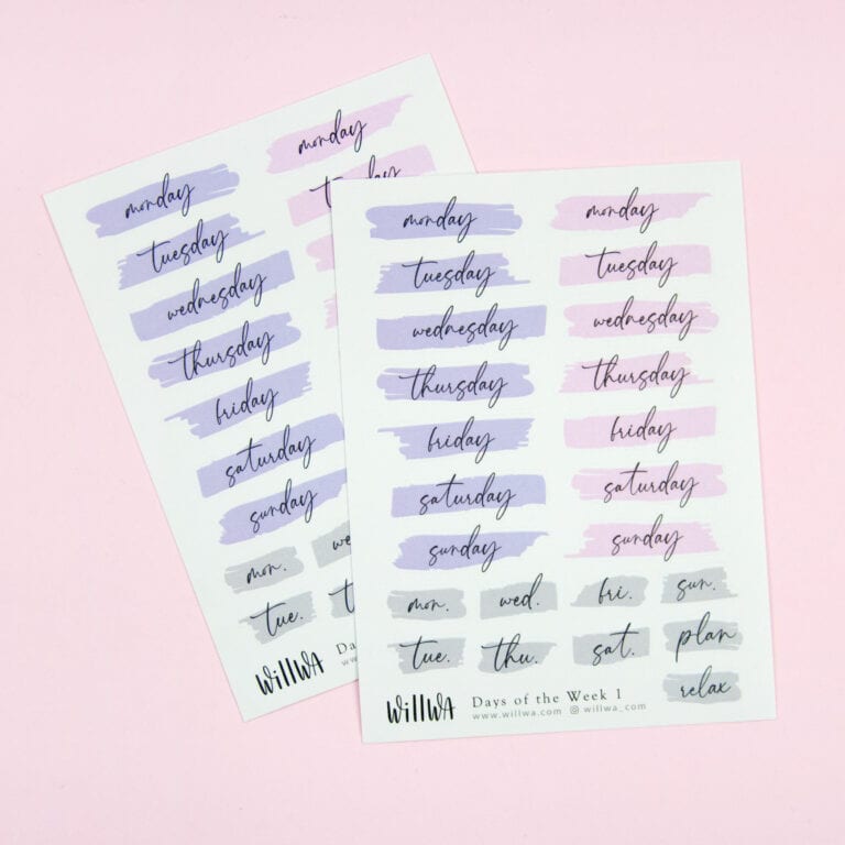 Sticker Sheet Days of the Week