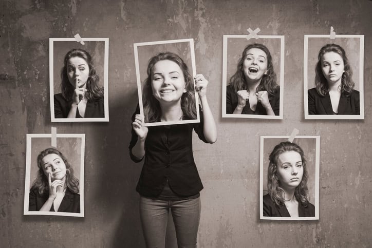 accent imitation games girl showing many faces 