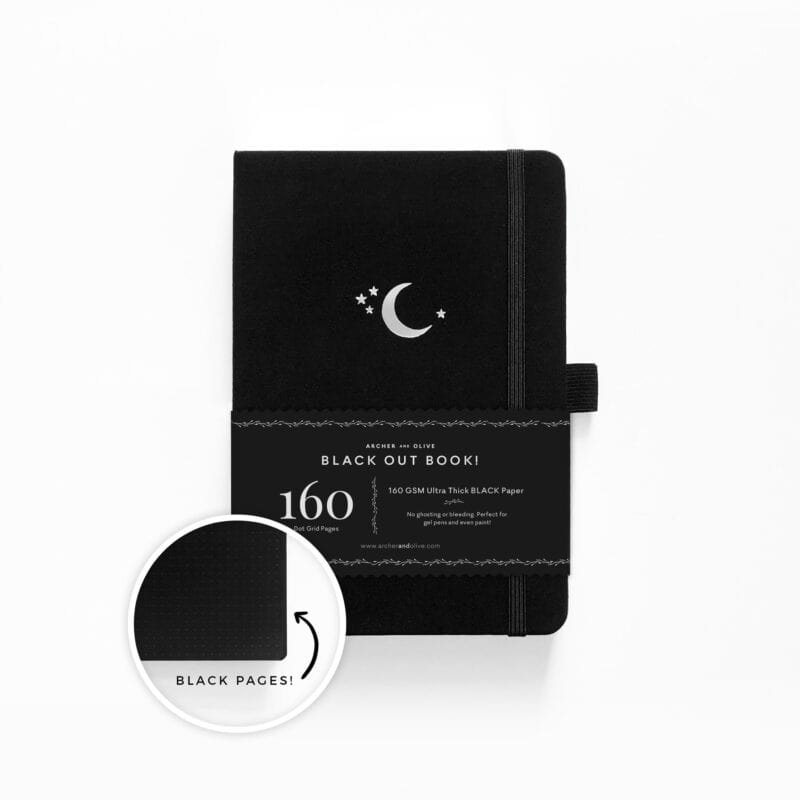 A5 Dot Grid Notebook Silver Crescent Blackout