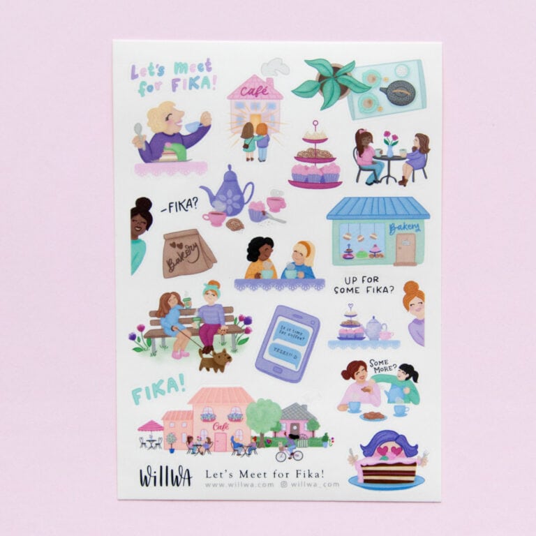 Sticker Sheet Lets Meet For Fika