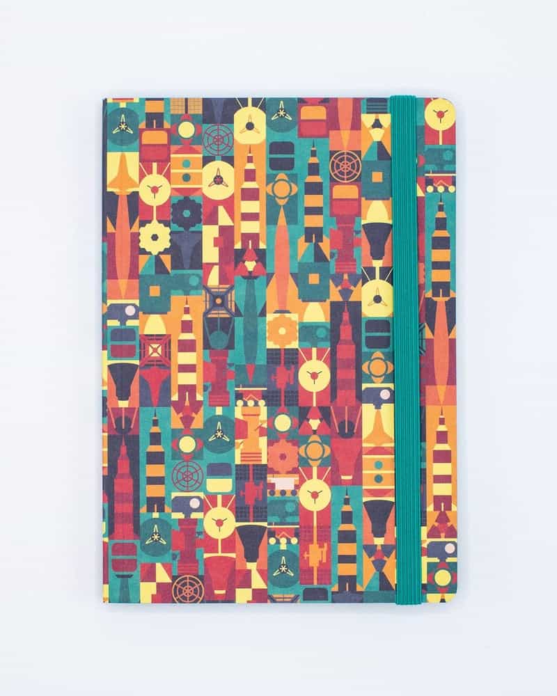 A5 Notebook Dotted Lines Retro Rockets