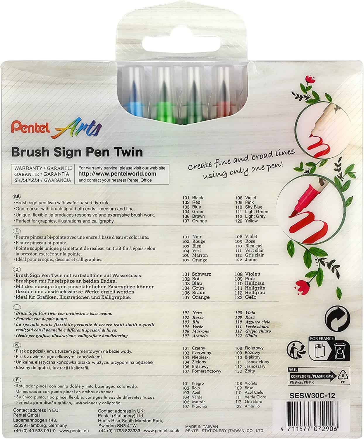 Pentel SESW30C Brush Sign Pen Twin&nbsp;(Single) - Image 5