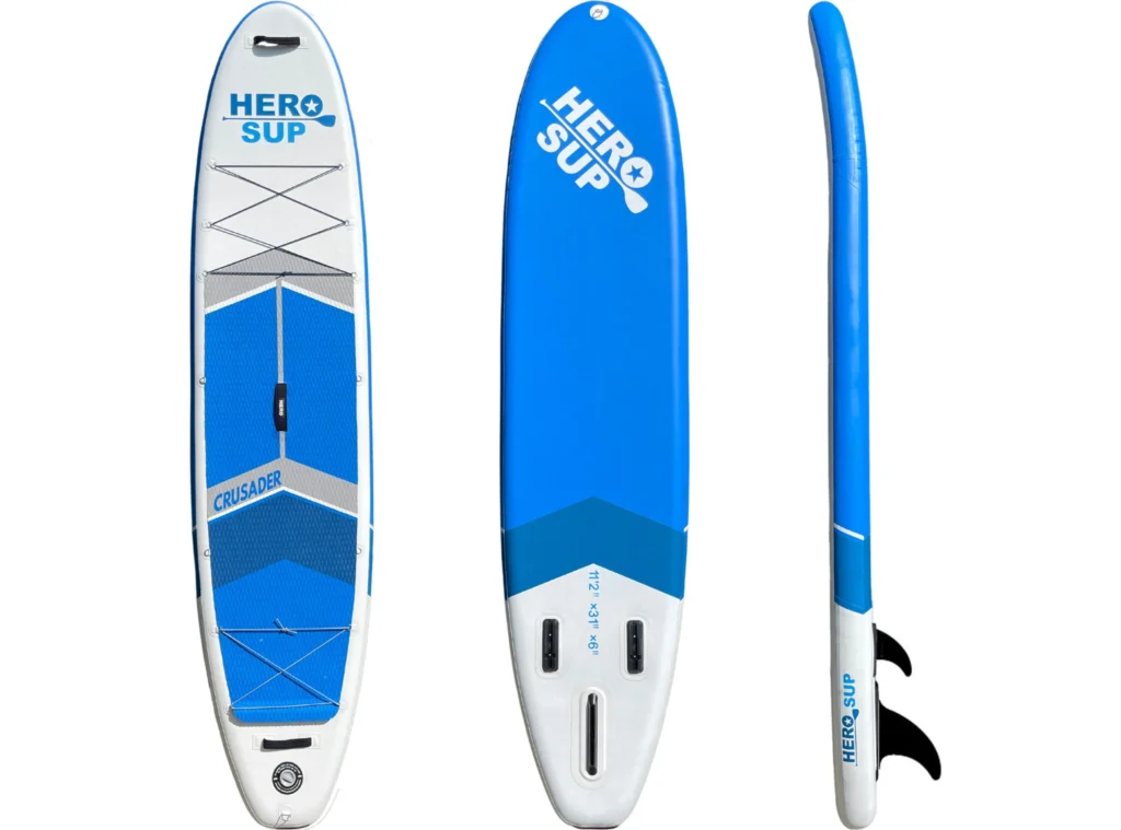 dark blue and white hero sup crusader, one of the best paddle boards for dogs