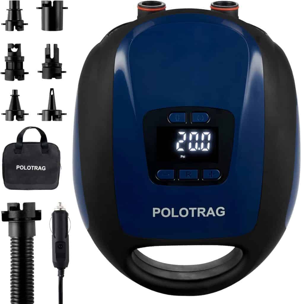 dark blue electric pump for paddle boards, kayaks