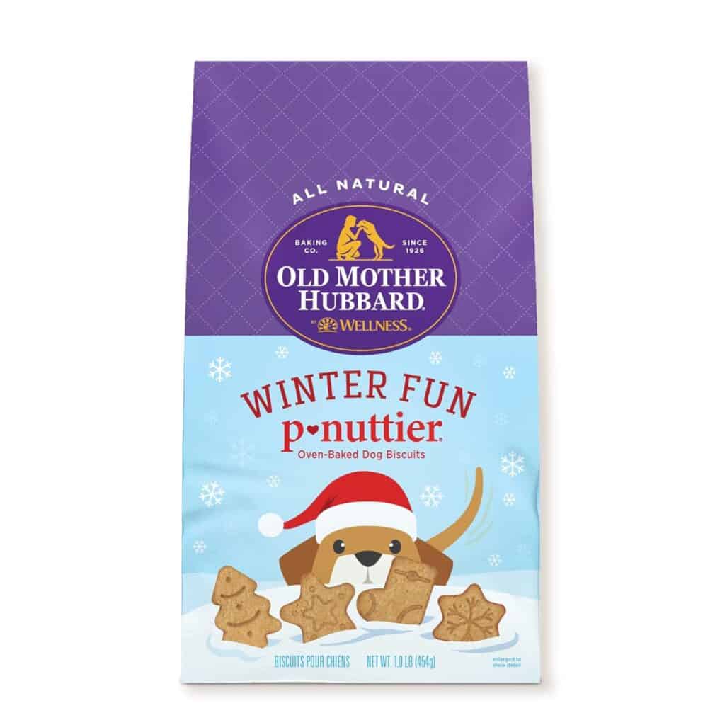 bag of old mother hubbard winter fun p-nuttier holiday dog treats