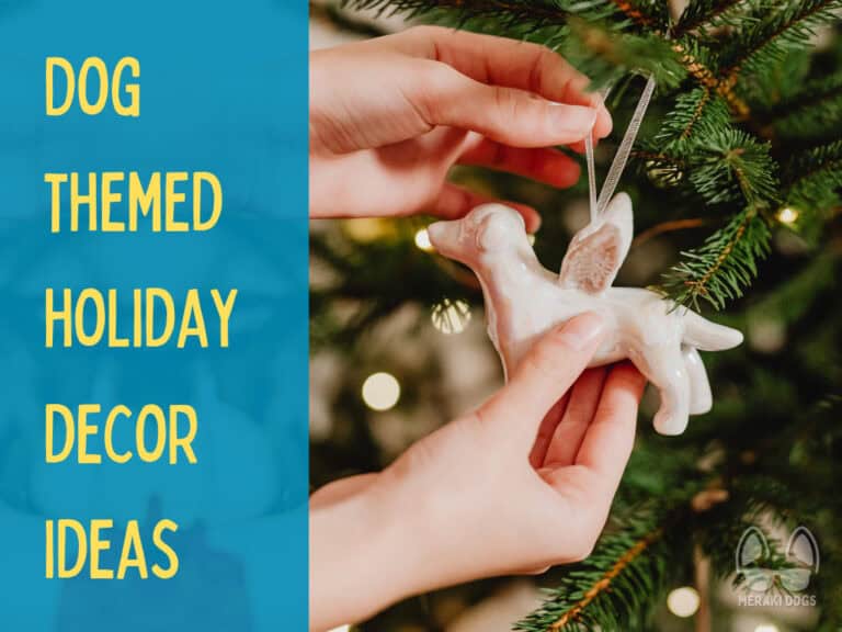 white angel dog ornament on christmas tree