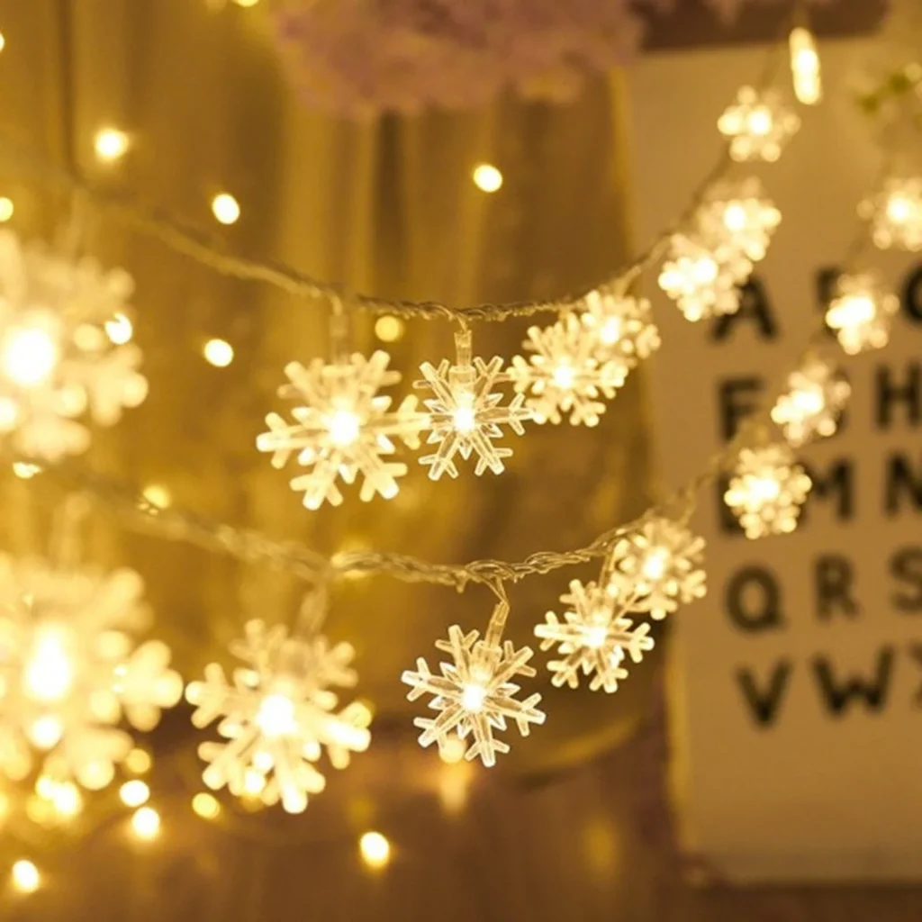 bright snowflake battery-powered led lights decorations