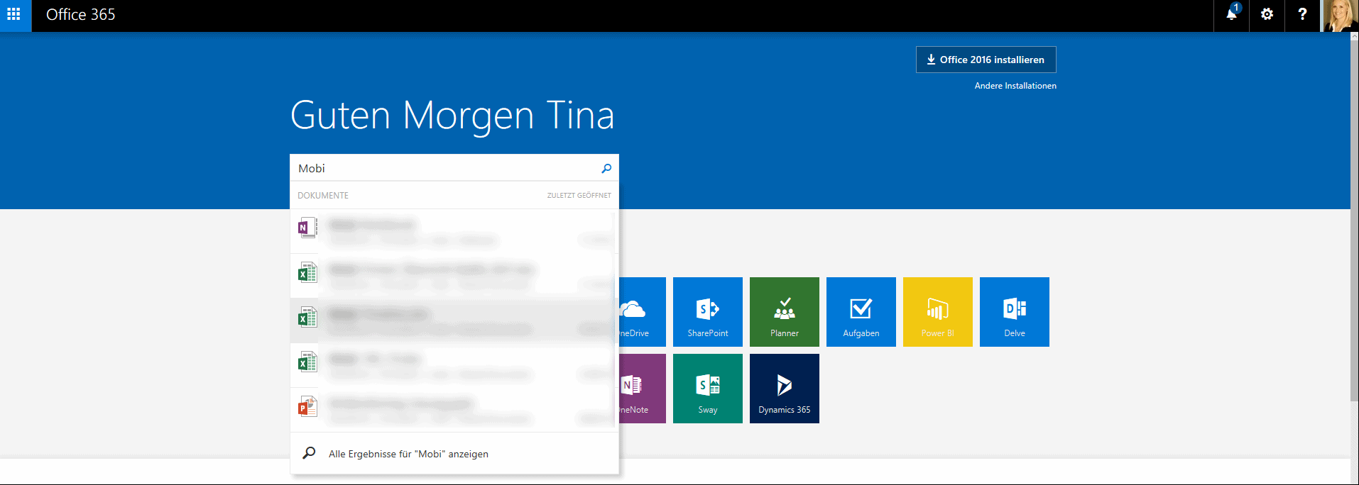 Unternehmensweite Suche über das Office 365 Portal
