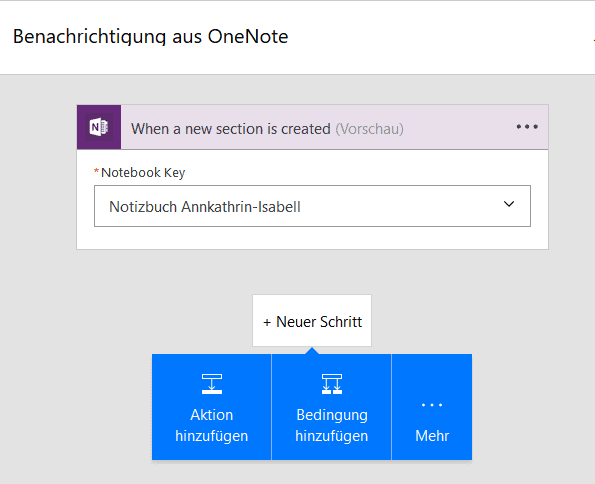 Flow mit OneNote verbinden