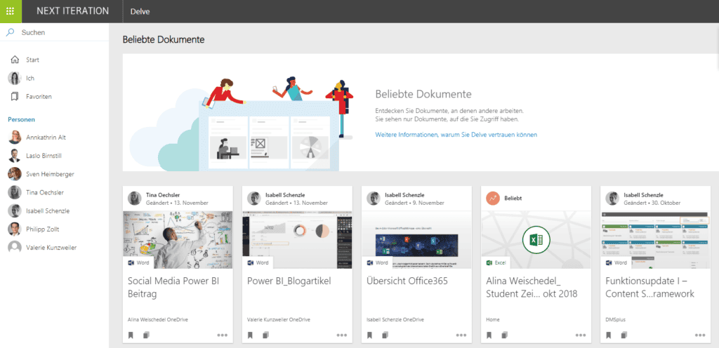 Delve Profil Office365 App