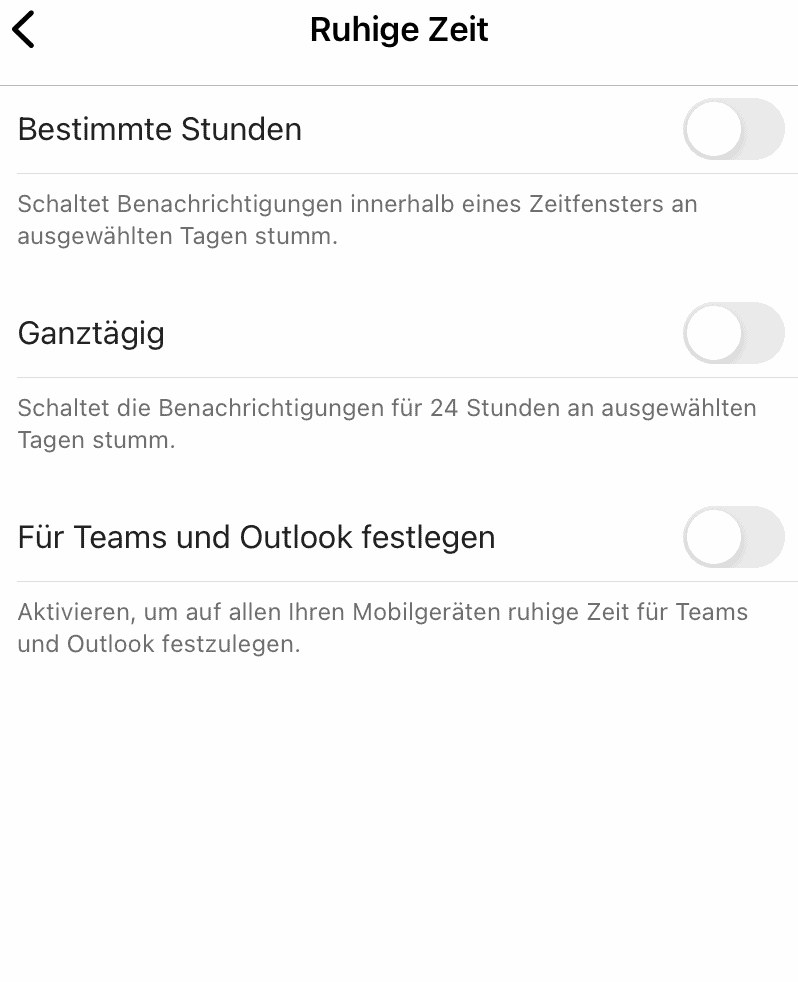 Ruhezeit Microsoft Teams Mobil