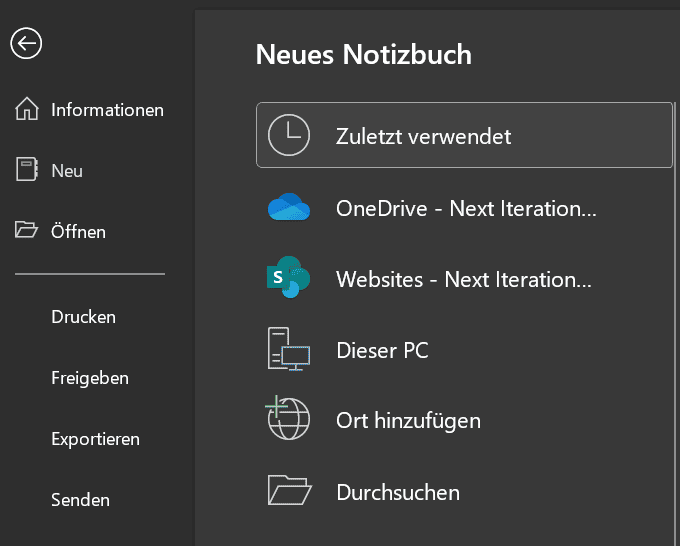 OneNote neues Notizbuch erstellen