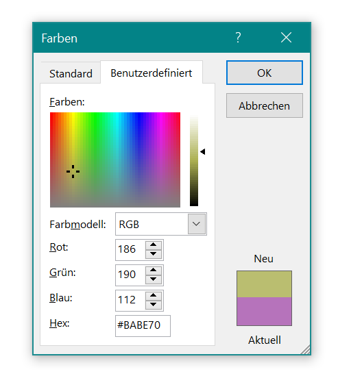 OneNote benutzerdefinierte Farben