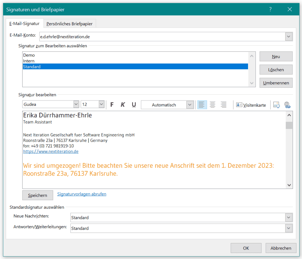 E-Mail Signaturen in Microsoft Outlook