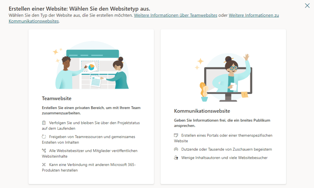 Erstellung von SharePoint Sites