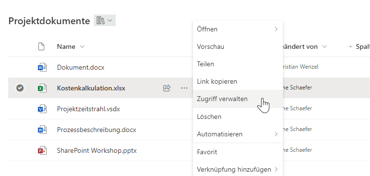Zugriff verwalten Microsoft SharePoint
