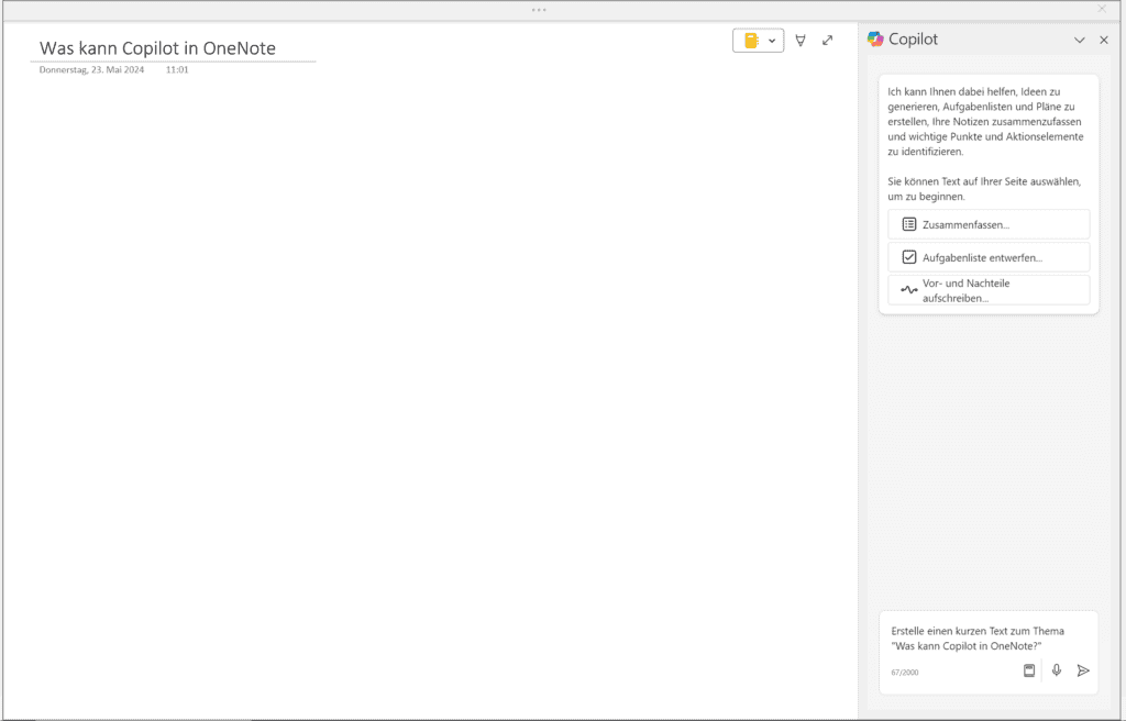 Copilot in OneNote: Arbeiten mit dem KI-Chat
