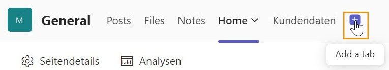 Microsoft Teams Registerkarte hinzufügen