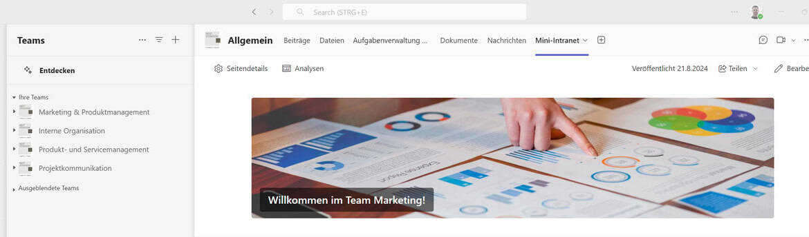 Das Zusammenspiel von Microsoft Teams und SharePoint Sites