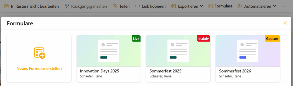 Formulare in Microsoft Lists