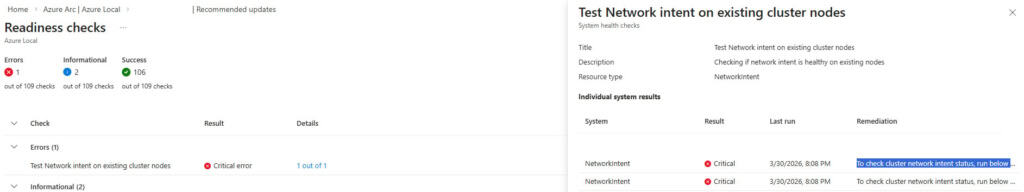 Azure Portal PhysicalAdapterNotSymmetric