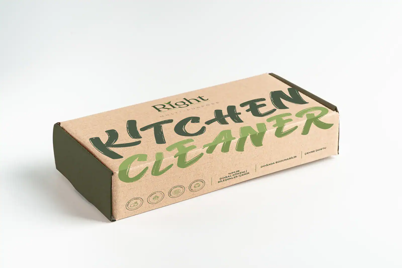 Right Kitchen Cleaner için tasarlanmış kraft ambalaj kutusu