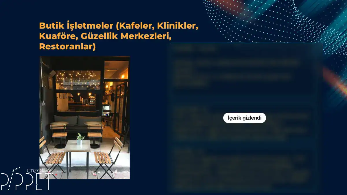 ClearBright sunumundan butik işletmeler segmenti sayfası