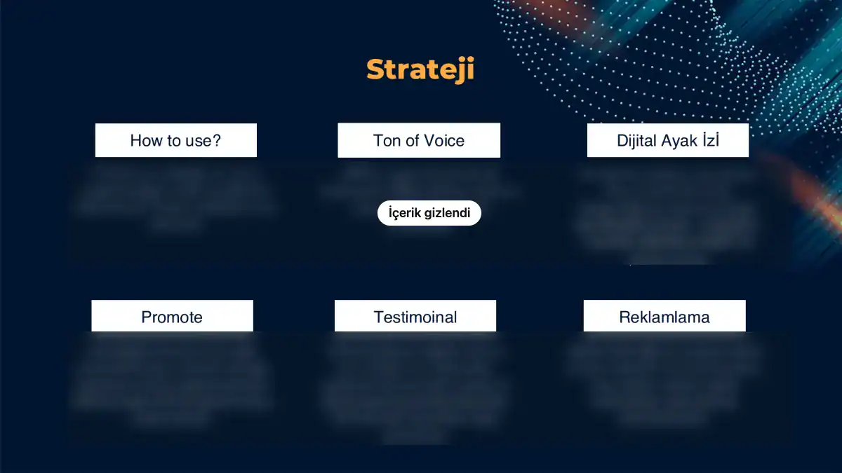 ClearBright sunumundan altı başlıklı strateji sayfası