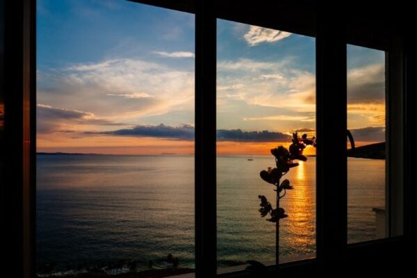Sunset view from White Residence apartment window.