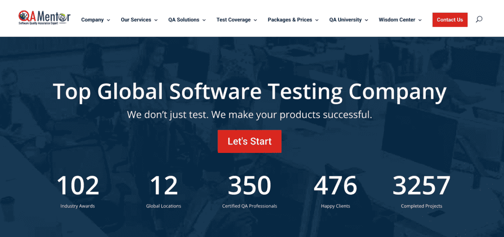 QA Mentor homepage: Top Global Software Testing Company
