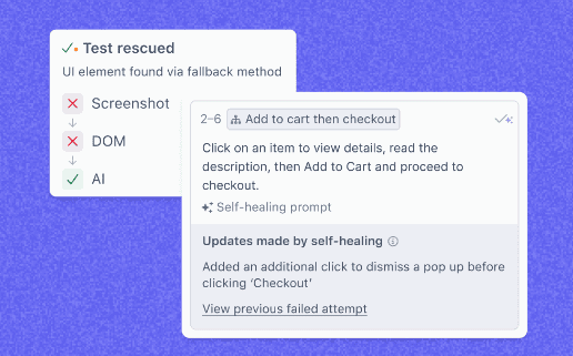 Rainforest's self-healing figures out how to rescue tests and explains what it did
