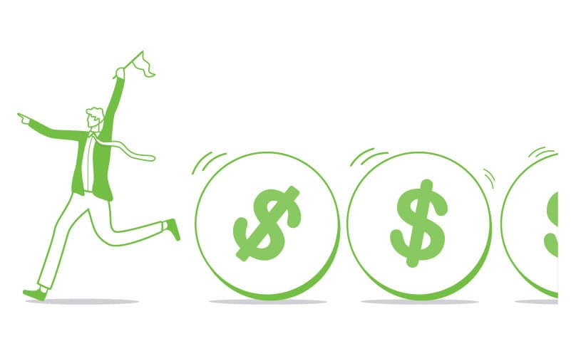 cash flow green man running