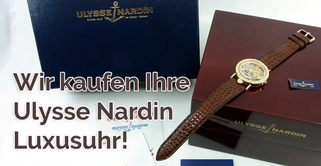 Eine Ulysse Nardin Luxusuhr auf der Original-Box liegend