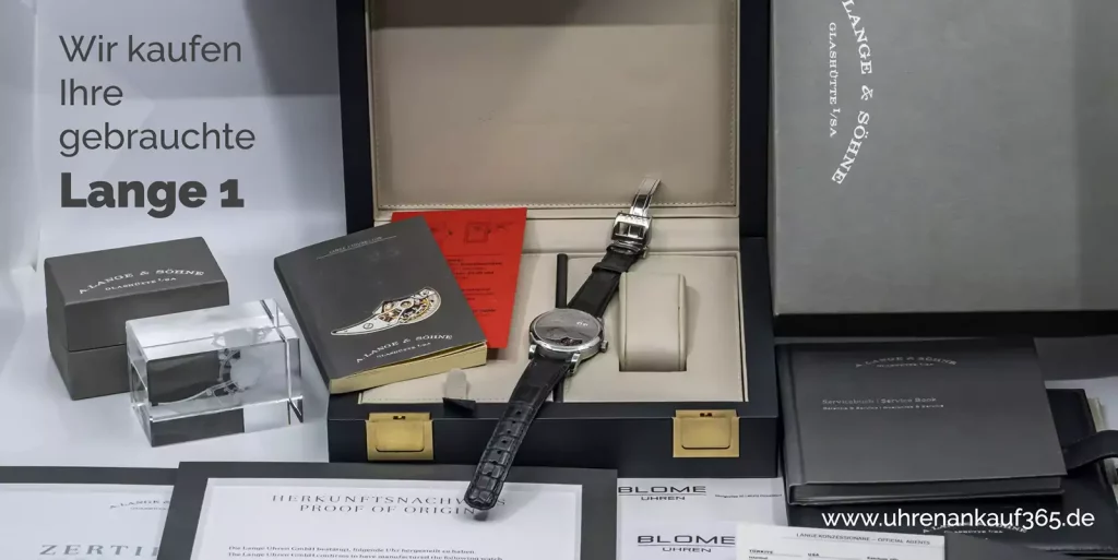 Foto eines Lange 1 Ankaufs mit Original-Dokumenten und Original-Box