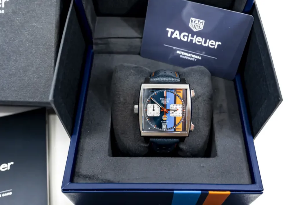 Tag Heuer Monaco im kompletten Set mit Box und Zertifikat aus einem Uhrenankauf