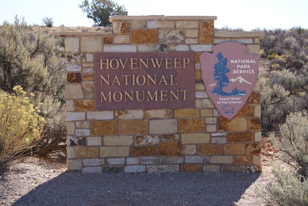 Hovenweep National Monument front sign.