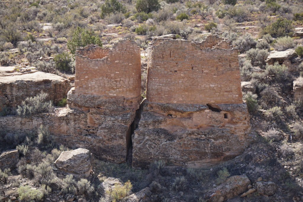 Twin Towers canyon view in Hovenweep National Monument of Canyons of the Ancients.