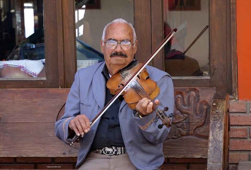 Man And His Violin In Baja California Mexico