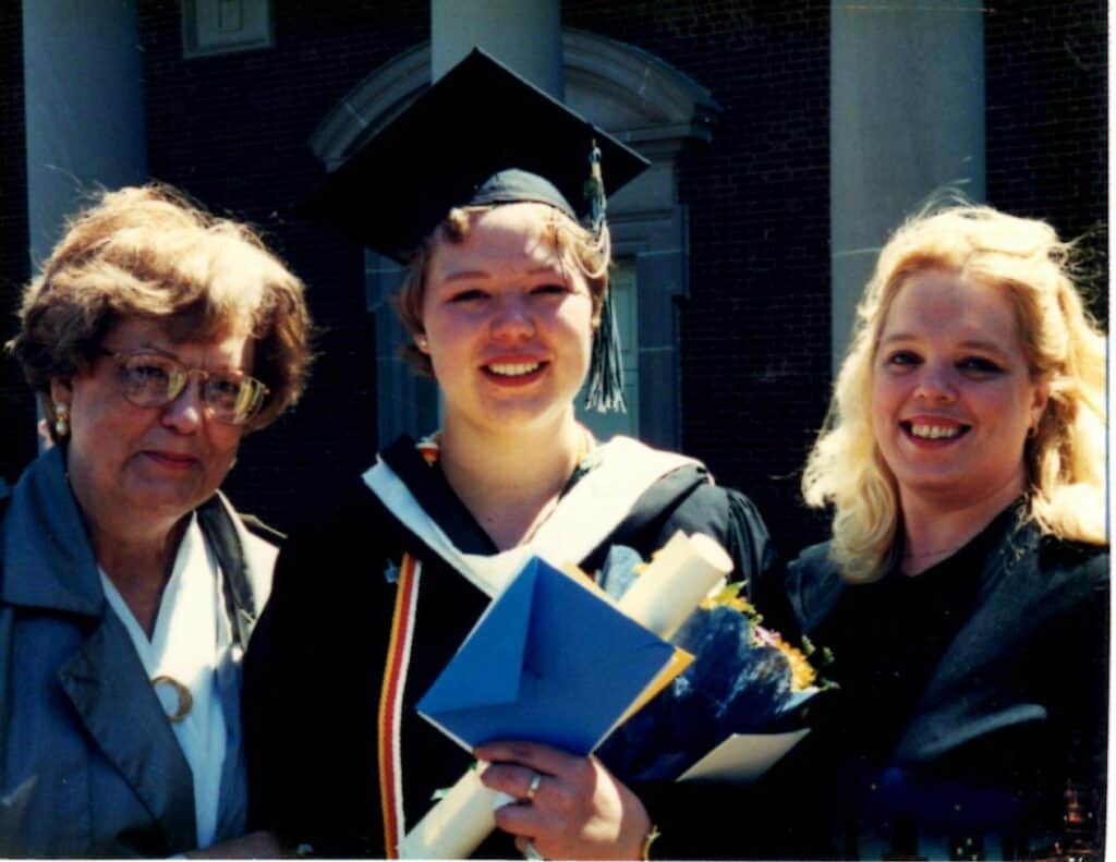 Christy Allison with her mother and sister at her graduation from Sweet Briar College.