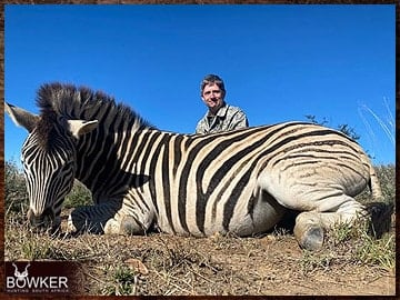 Zebra trophy hunting in South Africa with Nick Bowker.