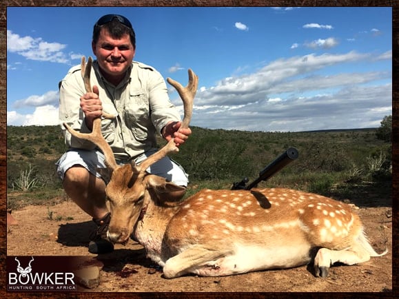 Fallow Deer Hunting South Africa - Hunt Fallow Deer in the East Cape 7 Light tan with white spots fallow deer trophy.