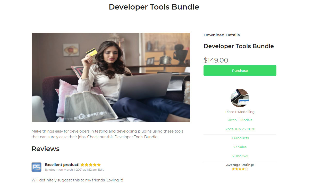Product Page w Widget