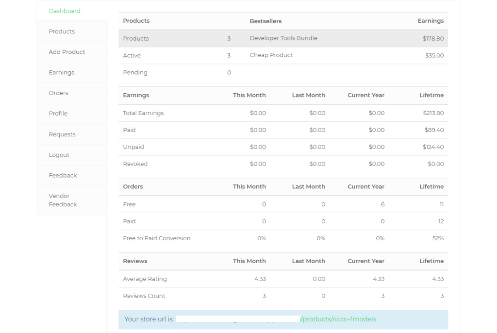 Vendor Dashboard