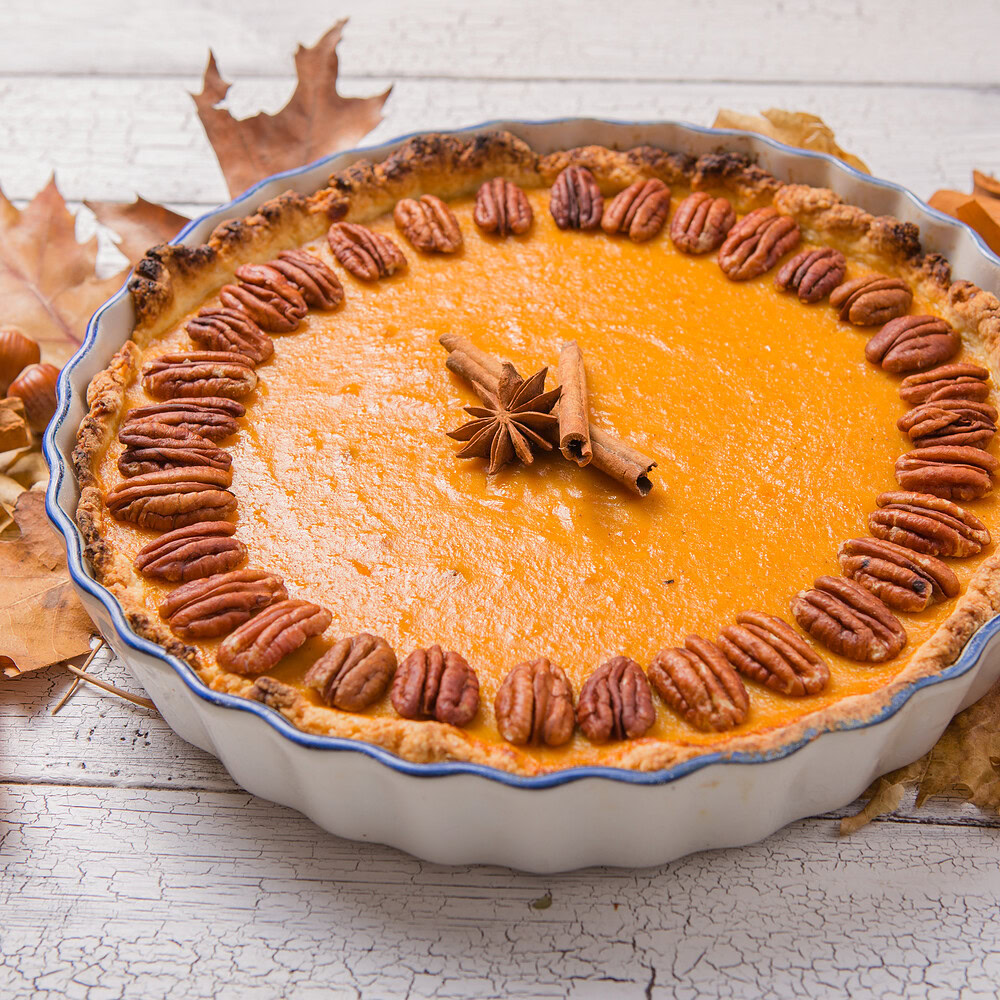 Pumpkin Pie with a Spiced Pecan Crust