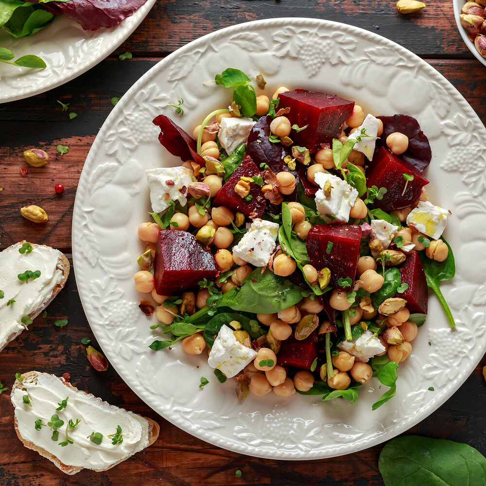 Roasted Chickpeas with Beetroot and Rocket