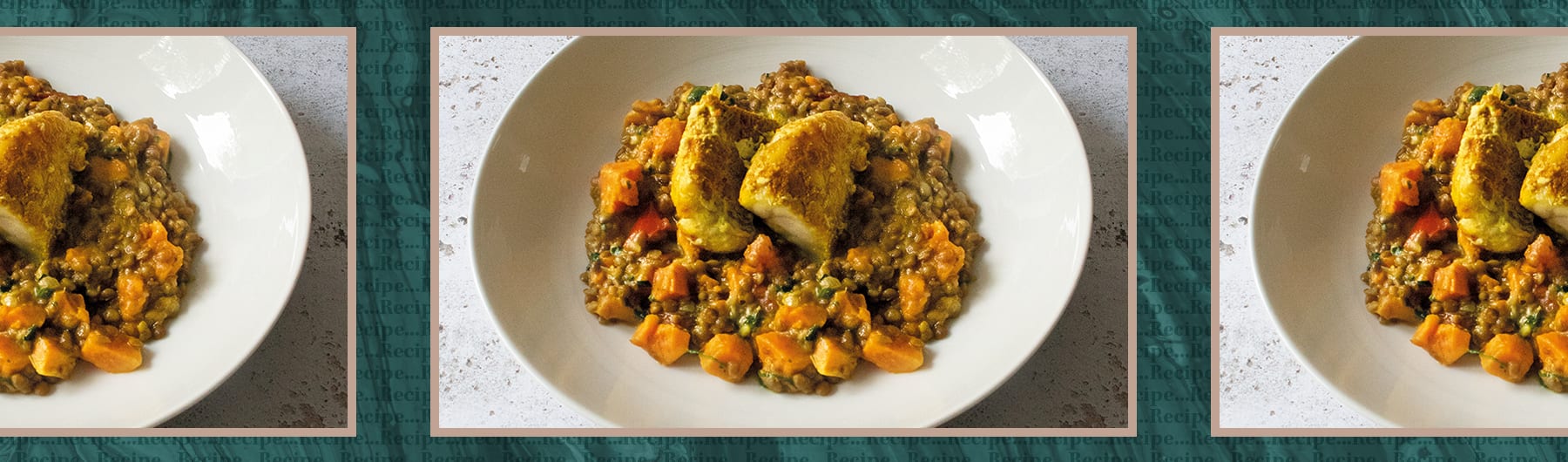 Creamy Coconut Daal with Sweet Potato and Indian-spiced Monkfish Tails