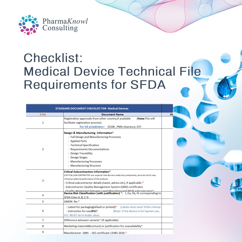 Checklist Medical Device registration-MDMA SFDA
