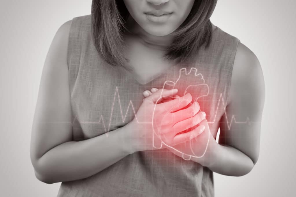 The women has heart disease and go to hospital urgent. People with heart failure concept