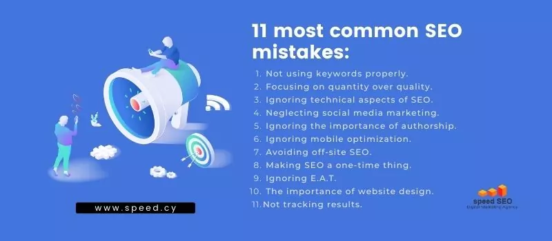 list of 11 most common SEO mistakes